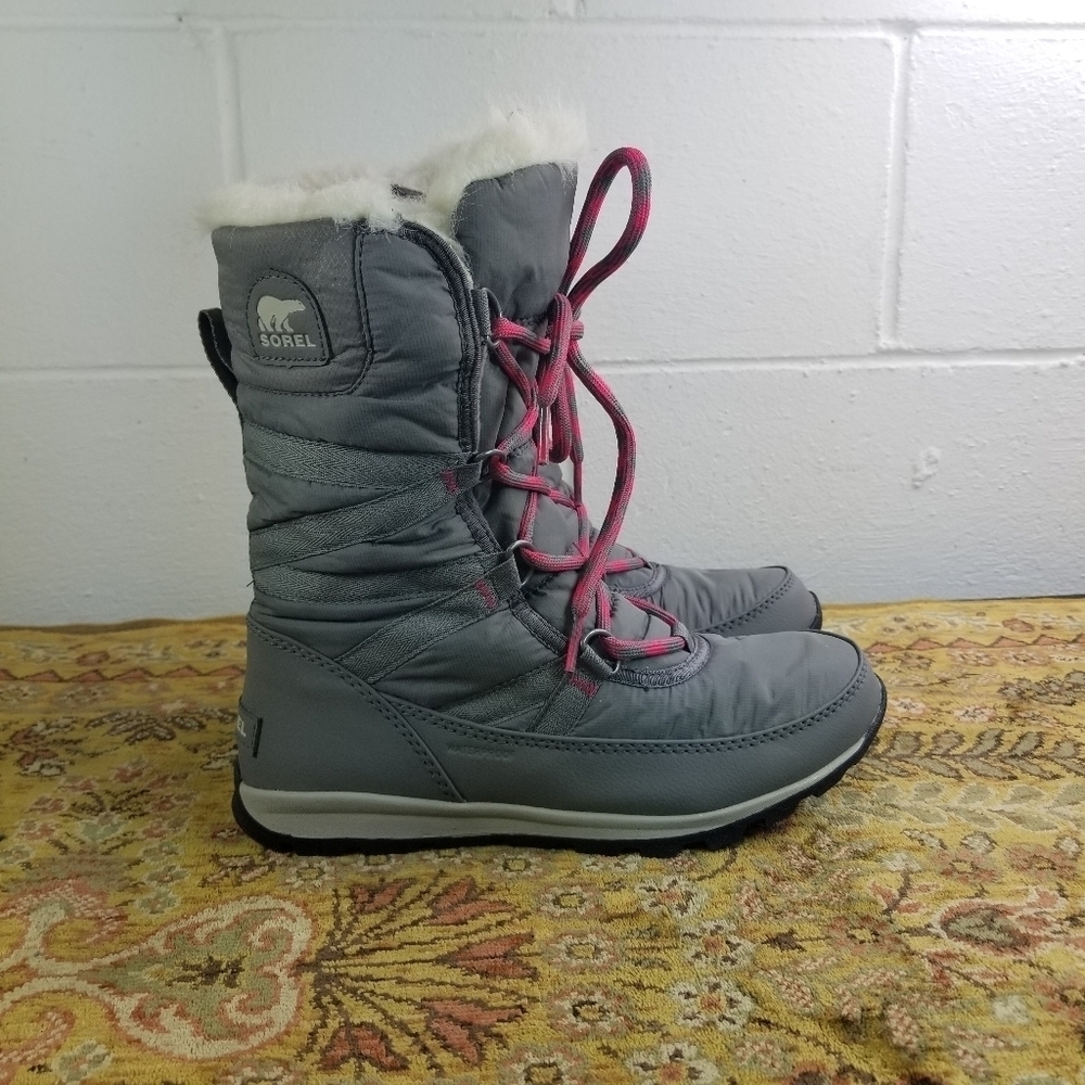 Sorel Whitney tall lace up gray pink winter boots - Picture 4 of 15